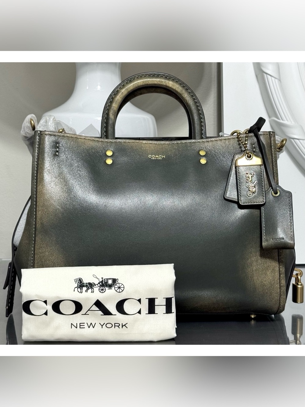 COACH Rogue Bag 31 In GREEN Loved Leather